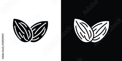 Almond icon. Black and white silhouette. Icon vector