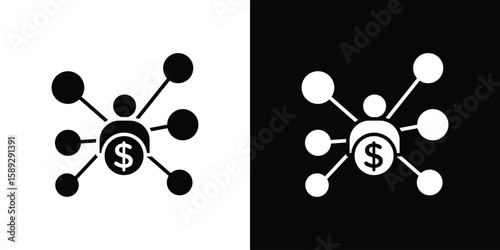 Affiliate marketing icon. Black and white silhouette. Icon vector