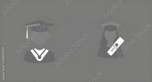 scholar icon, degree icon, cap and gown icon, achievement icon, success icon, study icon, academic hat icon, knowledge icon, classroom icon, book and diploma icon, university degree icon, academic suc