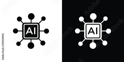 AI icon. Black and white silhouette. Icon vector