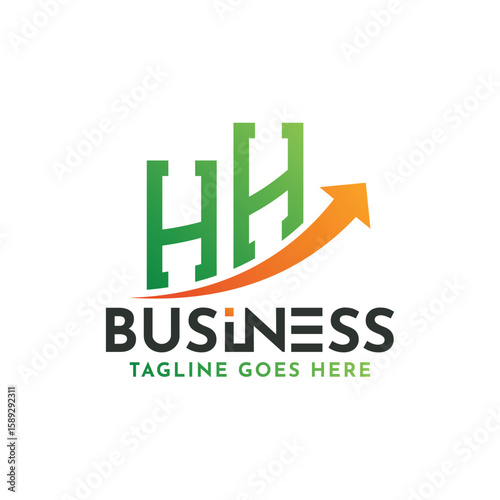 HH Finance Logo. Letter HH Logo Business Success. HH Growth Arrow Financial Success Logo Design