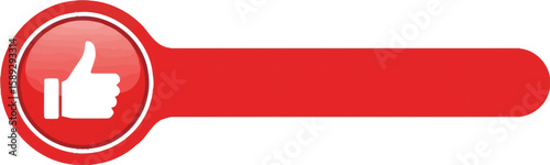 Red banner displays a white thumbs up inside a circle to convey approval or positive feedback on a clean background.