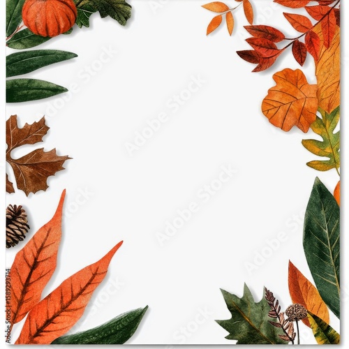 Autumn Leaves and Natural Elements Create a Vibrant Frame for Seasonal Decor ...