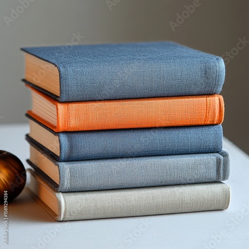Stacked Books With Colorful Spines on a Light Surface Showcasing Modern Desig...
