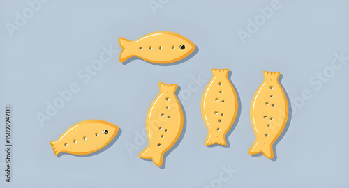 fish shaped, cat biscuits, illustration, pet treats, cartoon style, cute, snack, animal treats, kitty food, fish cookie, crunchy treats, vector, drawing, doodle, playful, pet snack, feline treat, fish