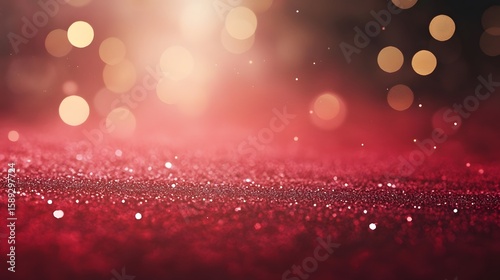 Sparkling Red Glitter Background with Golden Bokeh Lights © Sme
