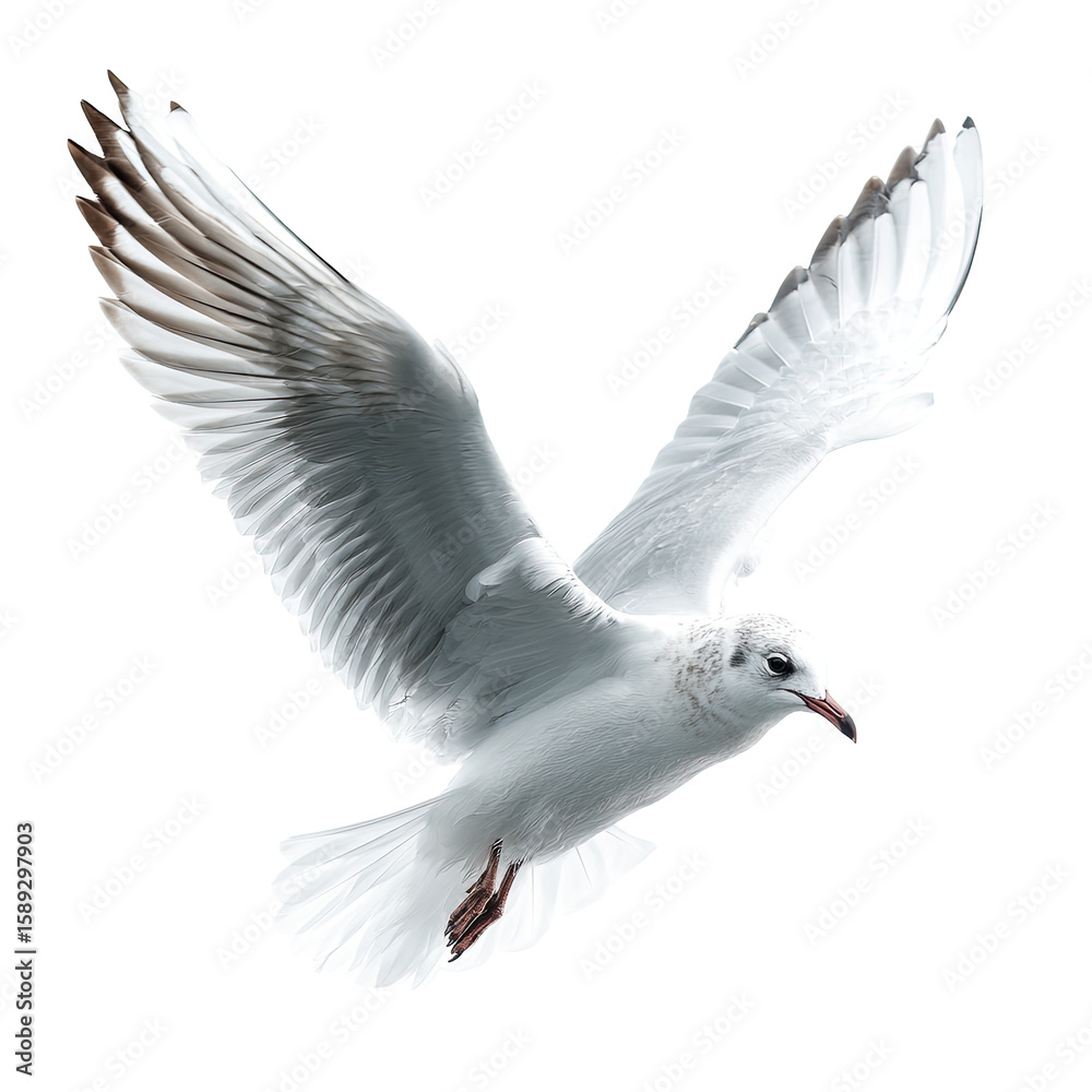 Obraz premium A seagull in flight, wings outstretched