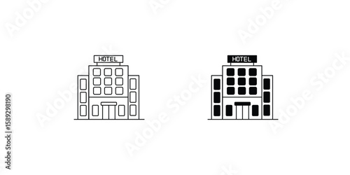 hotel set icon with white background vector stock illustration