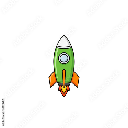 Vector Cartoon Rocket Illustration for Children Educational and Gaming Design in Bright Colorful Style