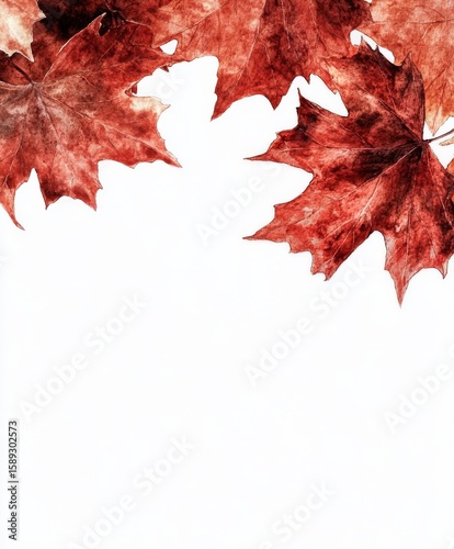 Colorful Autumn Leaves Arranged Around a Blank Center on a White Background