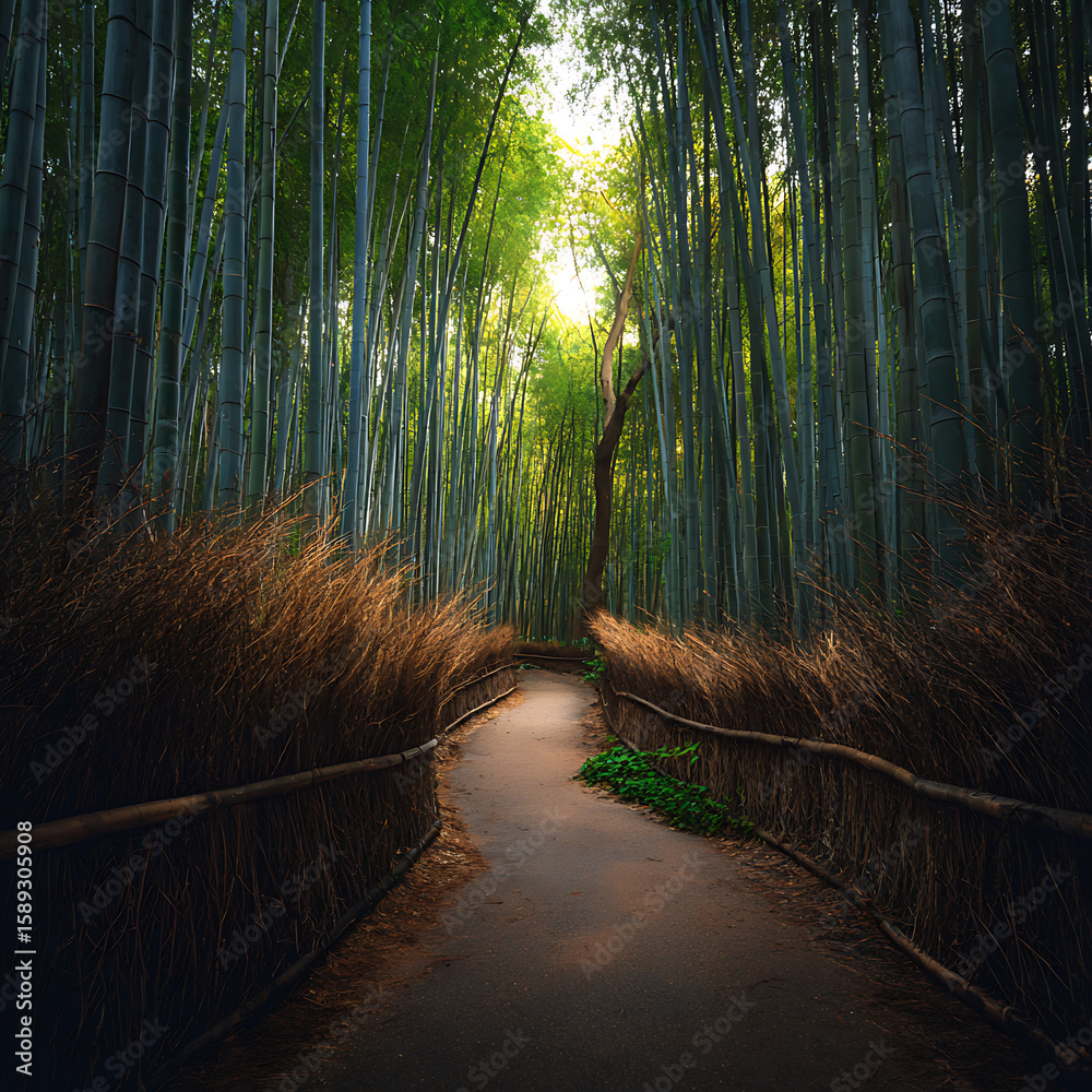 Fototapeta premium Bamboo Forest Path in Arashiyama, Japan