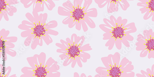Hand drawn flowers seamless patterns, floral abstract background. Illustration for fabric, textiles, clothing, wall art, printing and design project, etc.
