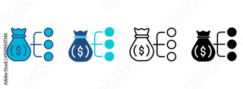 Revenue Icon Set With Multiple Styles. Vector Illustration
