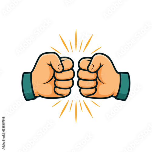 Two fists bumping together, vector illustration symbolizing teamwork, greeting, and friendship.