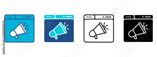 Content Marketing Icon Set With Multiple Styles. Vector Illustration