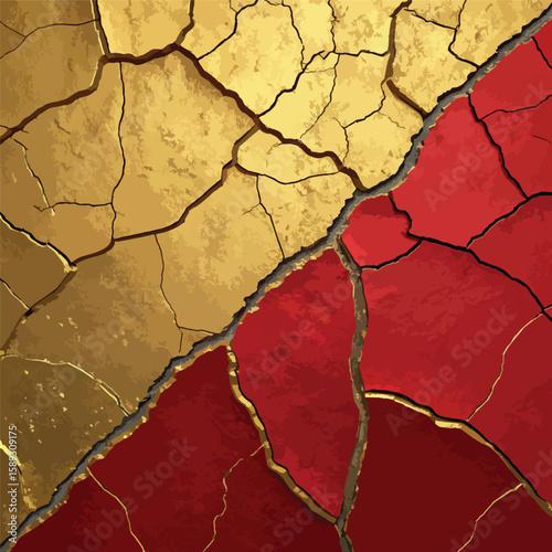 cracked red and golden wall