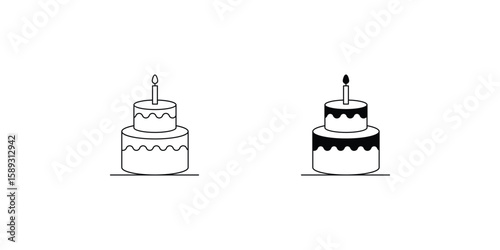 cake set icon with white background vector stock illustration