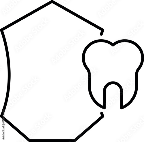 Tooth by Shield Minimalistic Linear Pictogram for Web and Graphic Design, Apps, Banners, Social Network and Cards