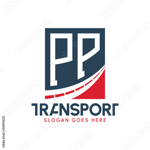 Letter PP Transport Logo Design. Modern PP Road Logo for Delivery, Transport Company and Fleet Business