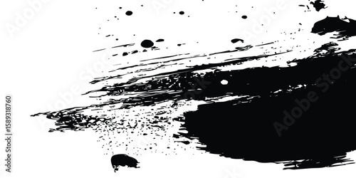 Vector Black Ink Brush Stroke Texture – Hand-Painted Grunge Lines and Rough Edges for Bold Artistic Design and Creative Branding Layouts