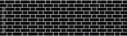 Minimalist overhead view of black rectangular tiles with white grout lines in a seamless horizontal pattern. Monochrome, geometric, and architectural style with flat, even lighting.