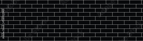 Minimalist overhead view of black rectangular tiles with white grout lines in a seamless horizontal pattern. Monochrome, geometric, and architectural style with flat, even lighting.