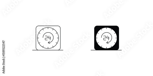 24 hours set icon with white background vector stock illustration