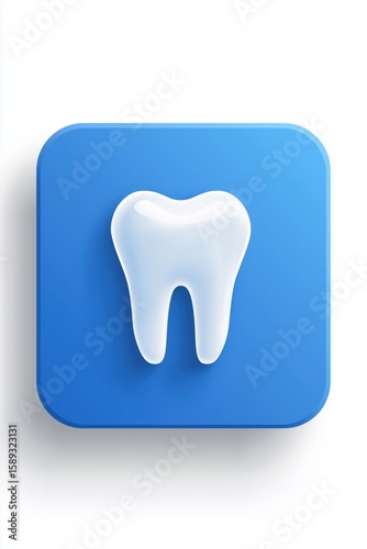 flat minimalist hospital department icon for dental department, healthcare theme, blue and white color palette