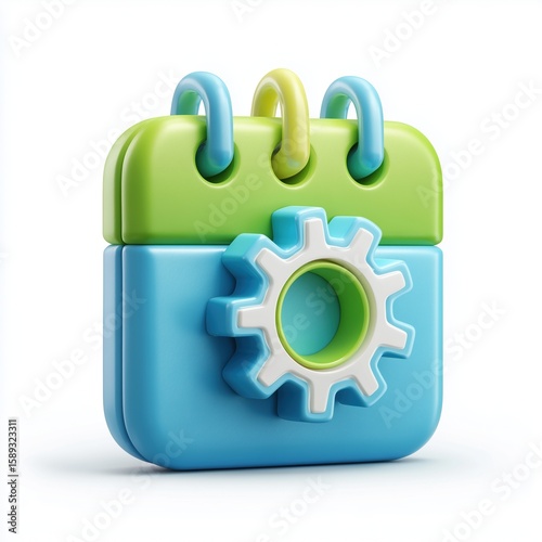 calendar with gear icon 3d object