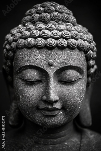 Intricate Stone Buddha Sculpture Depicting Serene Meditation at an Unknown Lo...