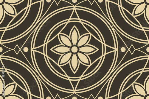 Geometric floral pattern with art deco influence seamless