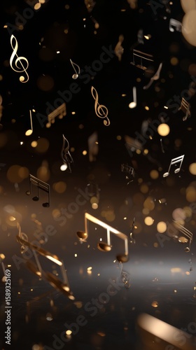 Musical Notes Float in the Air Creating a Magical Atmosphere During a Vibrant...