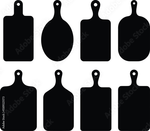 Vector Wood Cutting Board Silhouettes: Various Shapes for Kitchen & Cooking.