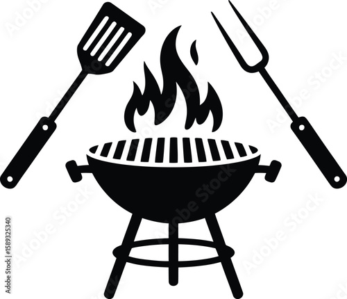 Vector Grill and Barbecue Utensils: Spatula, Fork, and BBQ Tools.