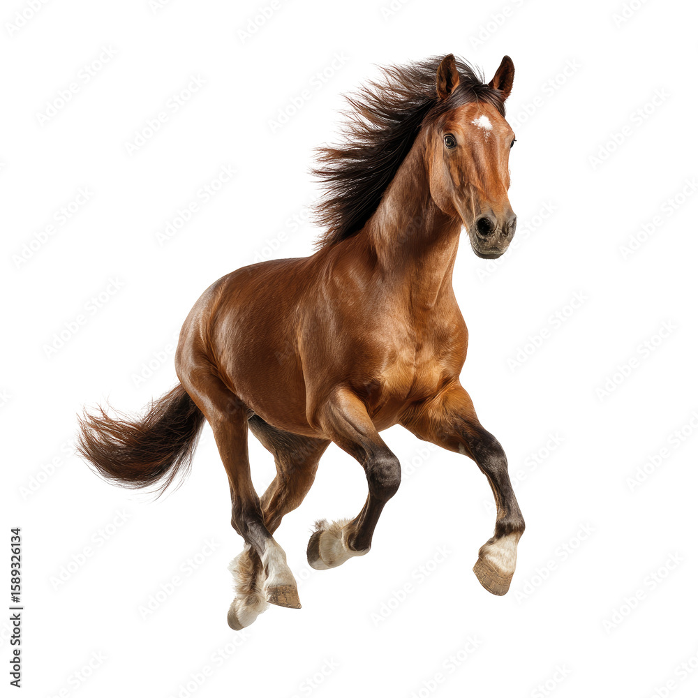 Obraz premium Full shot of a brown horse in motion