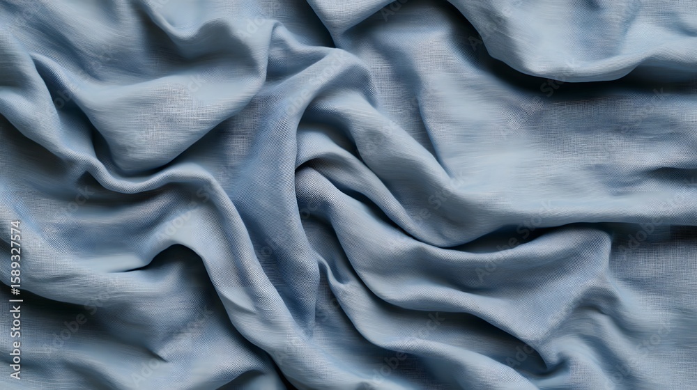Obraz premium Elegant Draped Light Blue Fabric Texture Background