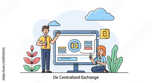 Decentralized exchange illustration with crypto currency
