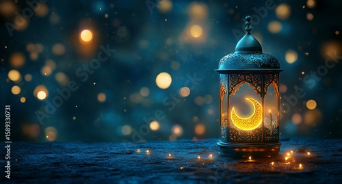 Elegant Lantern Illuminates Dusk Sky During Cultural Celebration in Tranquil ...