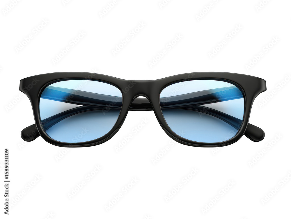 Fototapeta premium Modern black sunglasses with a touch of blue, offering both style and sun protection isolated on transparent background