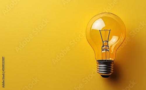 Light Bulb Glowing Against a Bright Yellow Background Showcasing Energy and C...