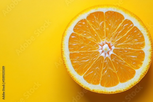 Bright Orange Half Fruit Displayed Against a Vibrant Yellow Background for a ...