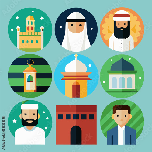 Islamic Hajj and Kaaba Vector Icons

