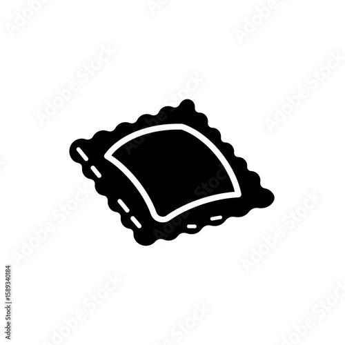 Isolated black ravioli pasta food vector illustration silhouette