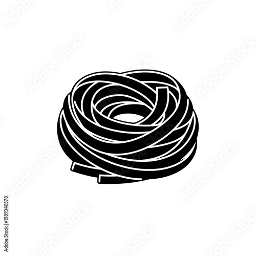 Silhouette of a nest of tagliatelle pasta shape art