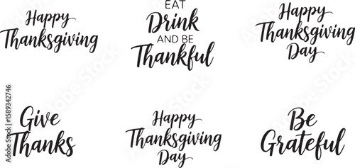 Vector art of collection of thanksgiving greetings and phrases isolated on white