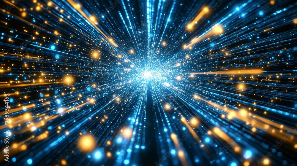 Naklejka premium Cyber technology drives rapid data motion across networks.