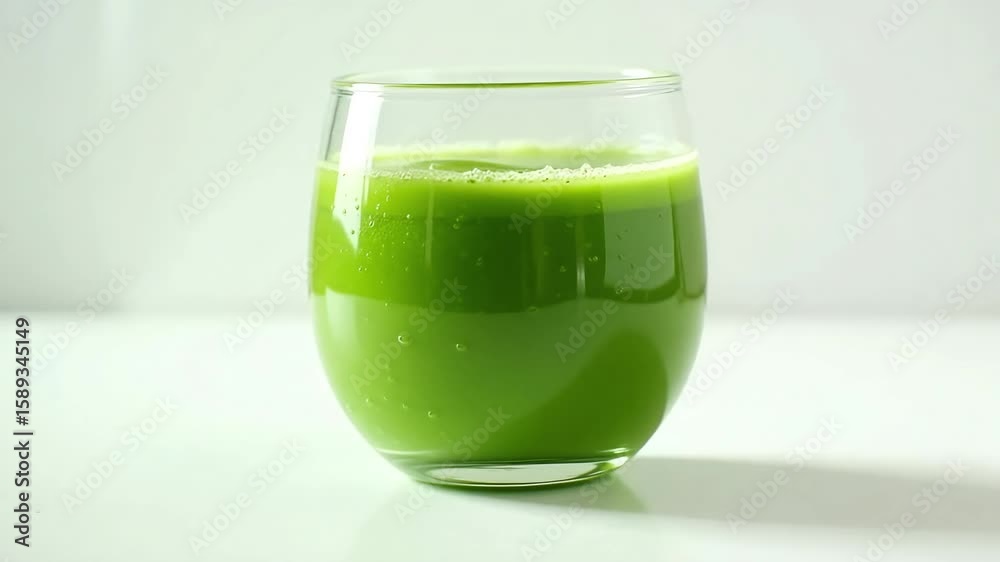 Fresh green juice in a glass on white background
Fresh green juice in a glass on white background
