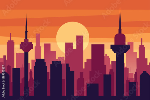 city skyline at night