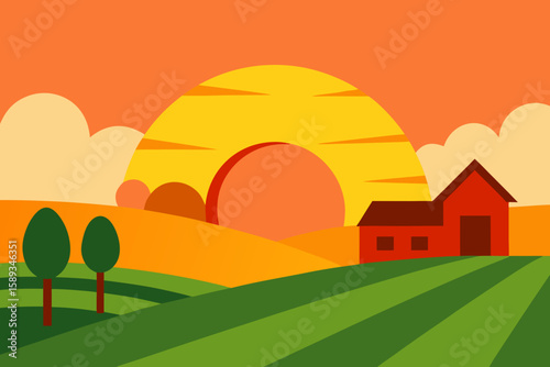 autumn landscape with trees and hills