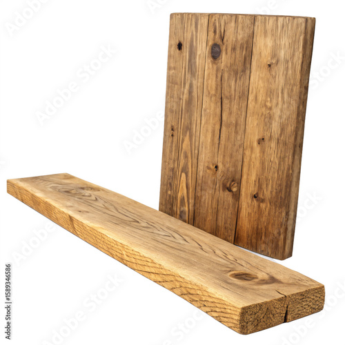 Reclaimed Wood Shelf: Rustic Wooden Plank & Shelf for Home Decor Isolated On Transparent Background